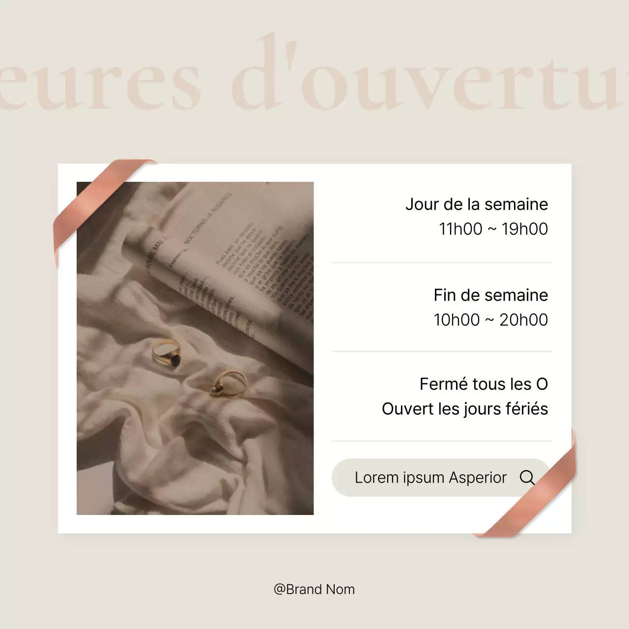 Annonce d'opérations de marketing des médias sociaux en rose et ivoire