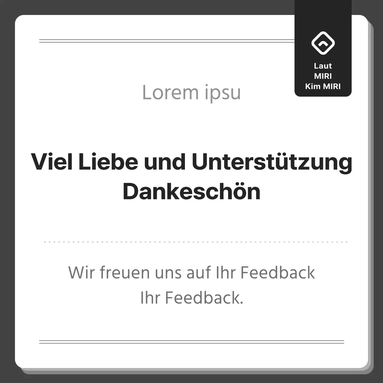 Ein einfacher, schwarz-weißer Verlierer-Grußpost
