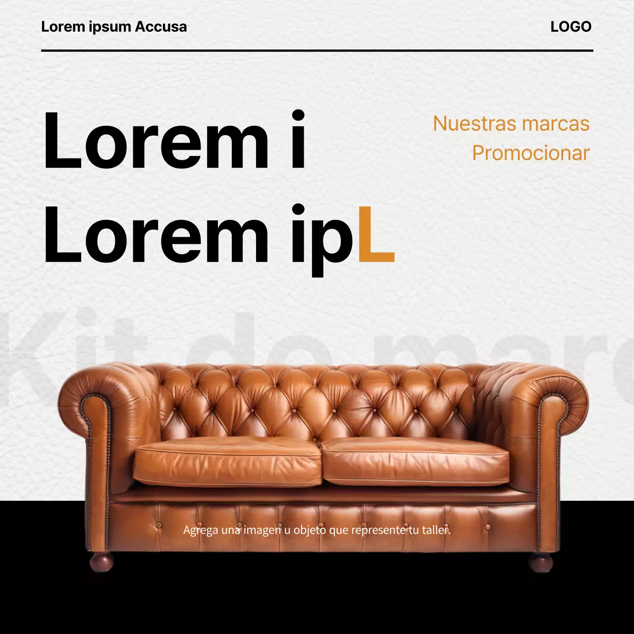 Promueva un moderno taller de cuero con detalles en naranja