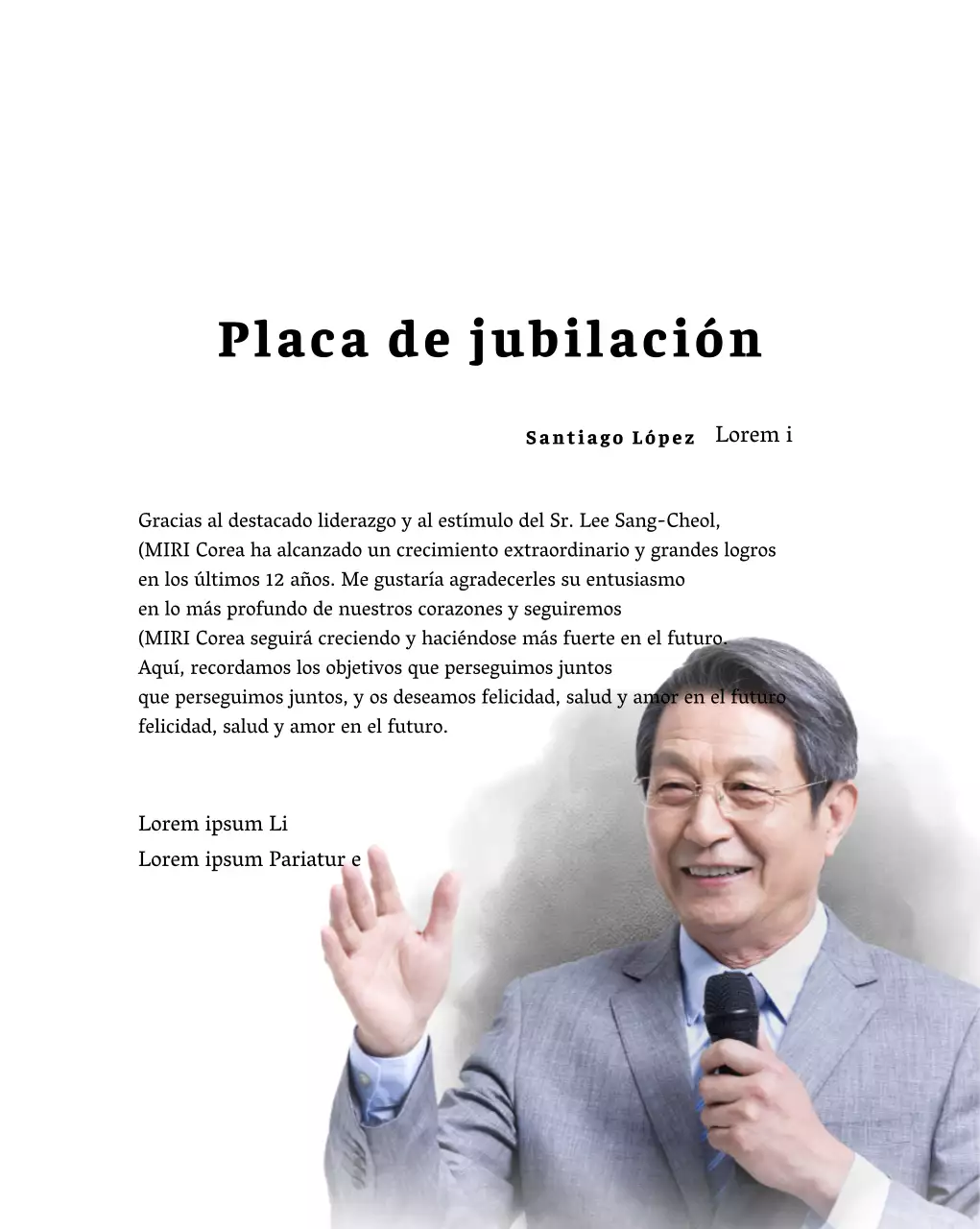 Diseñe una celebración de jubilación con bordes decorativos y fotos para dar una sensación de organización