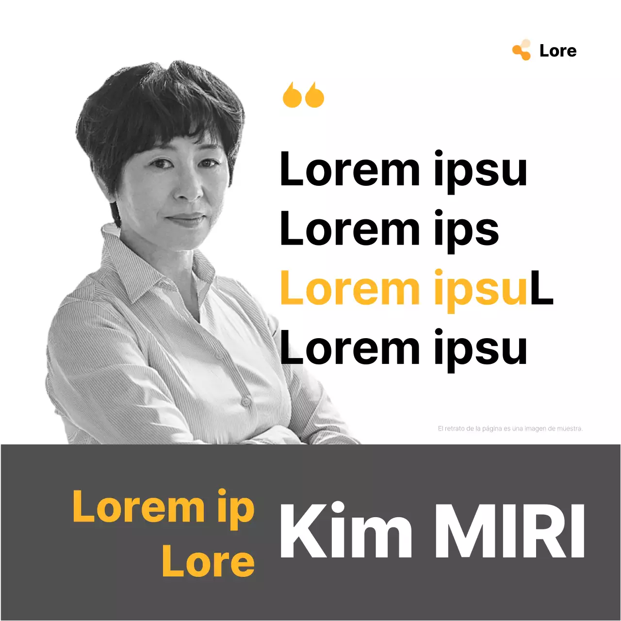 Sencillo anuncio de felicitación electoral en amarillo y gris