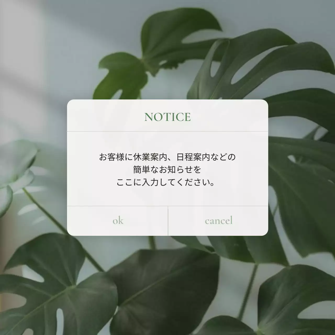 緑 シンプル お知らせ SNS投稿 正方形