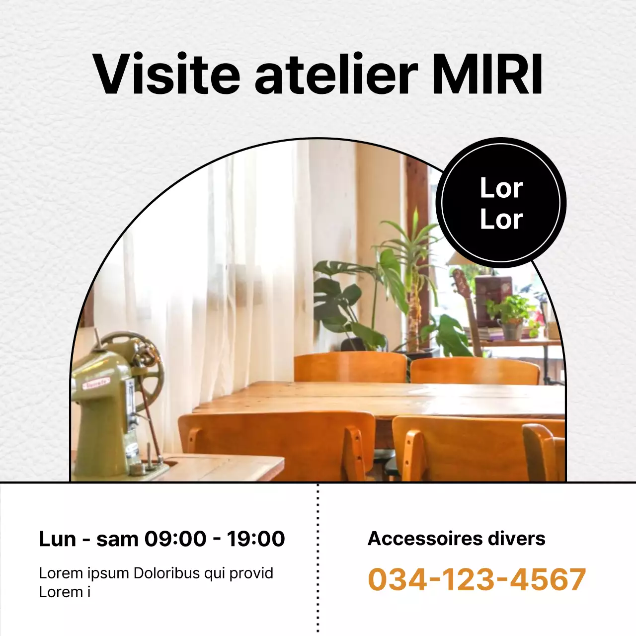 Promouvoir un atelier de cuir moderne aux accents orangés