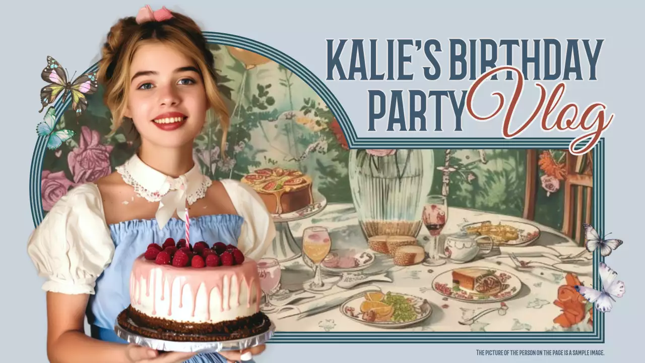 Blue Vintage Birthday Vlog YouTube Thumbnail