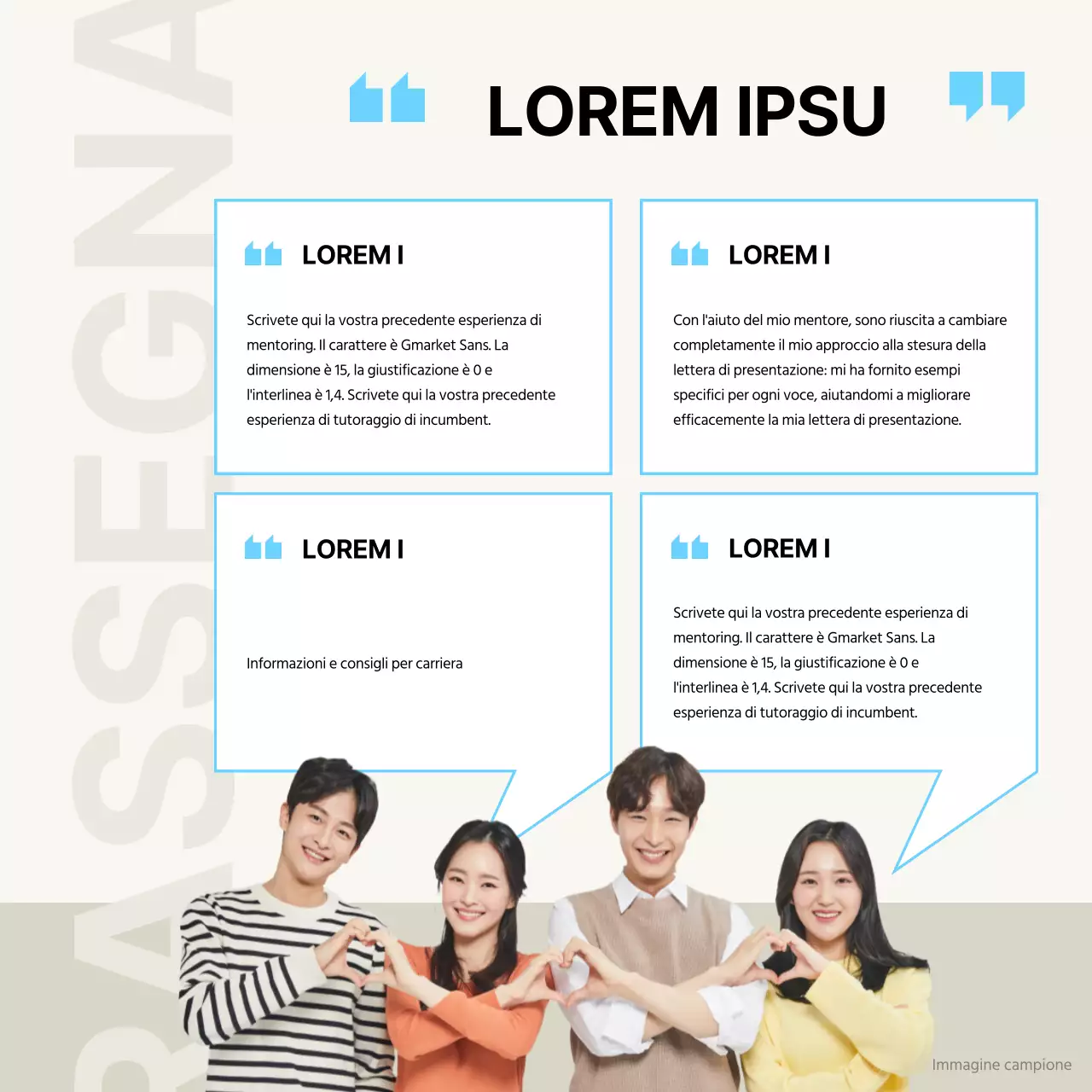 Uno schema di colori semplice, avorio e azzurro, per promuovere la lezione per anziani in servizio.