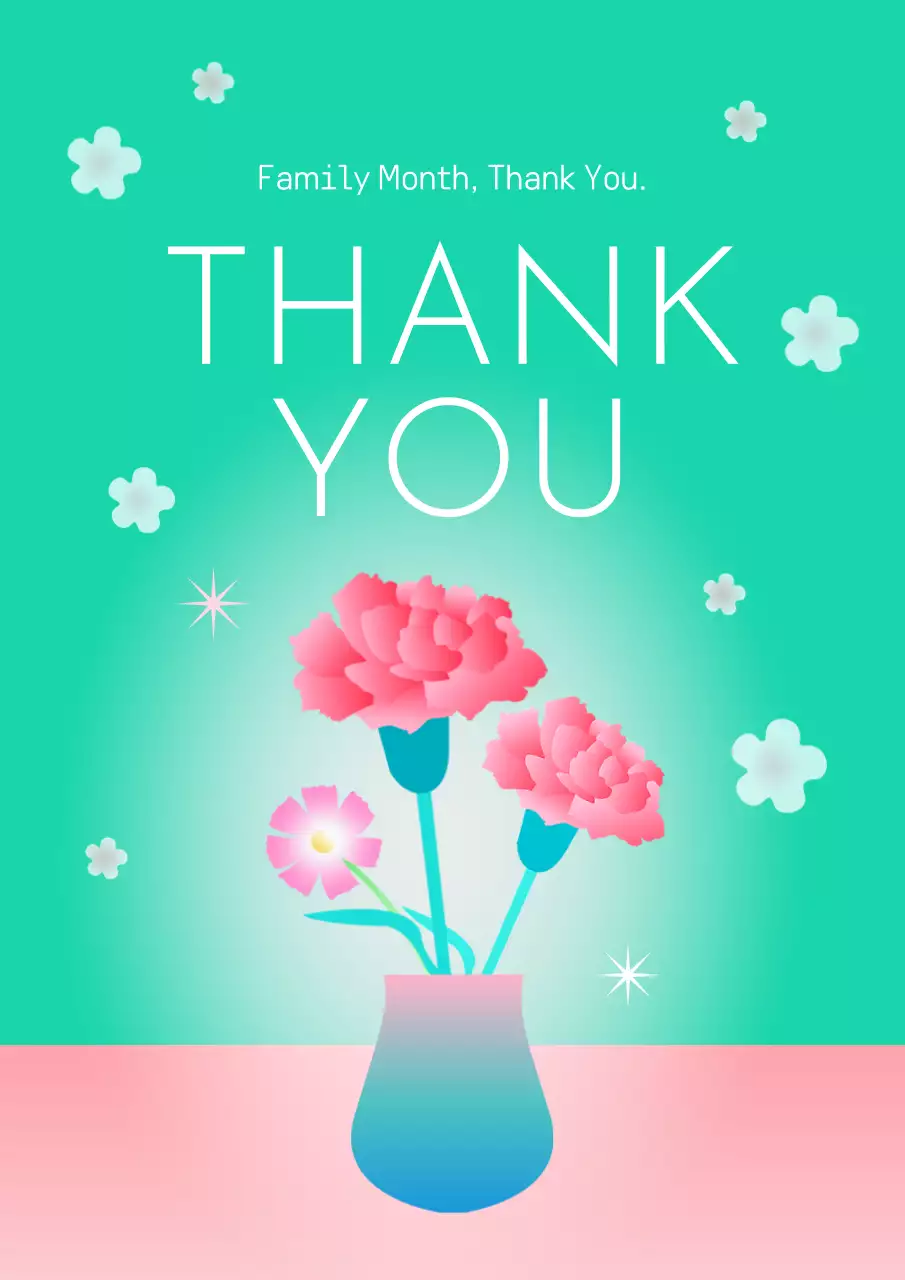 초록색과 핑크색의 심플한 어머니의날 감사 카네이션 홍보 포스터