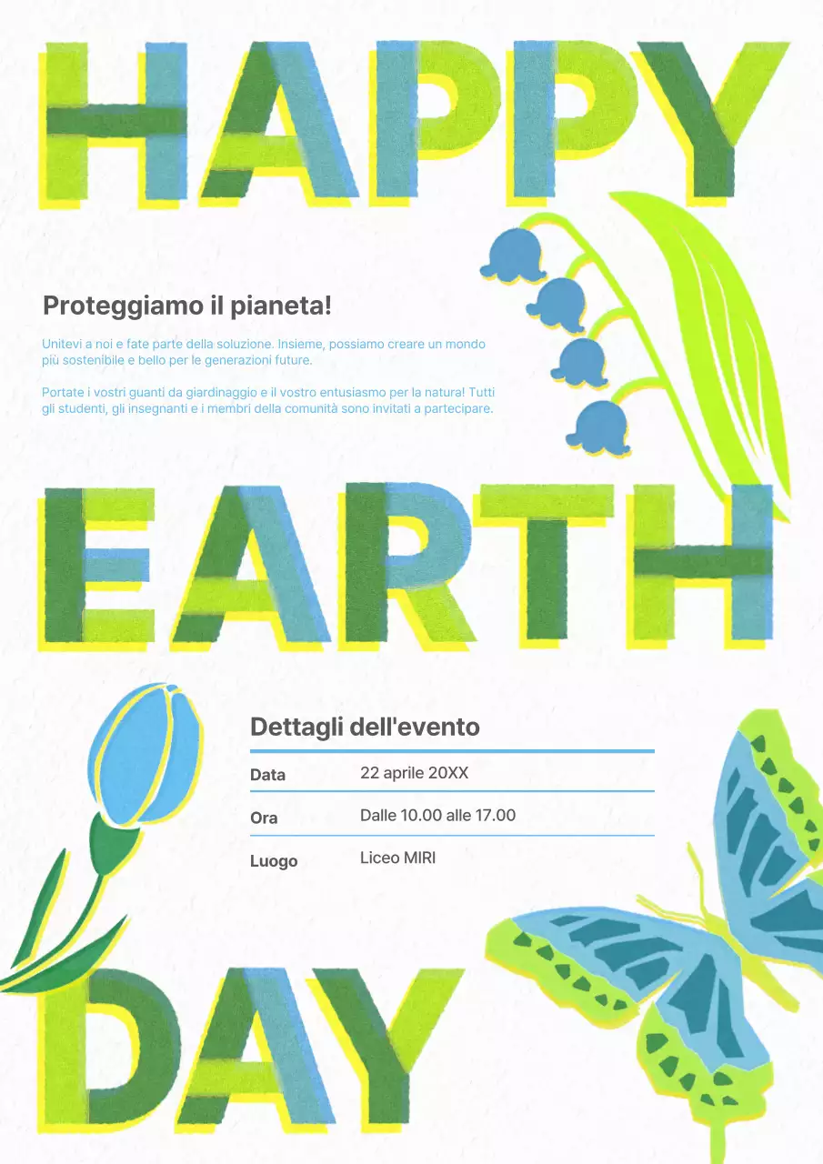 Una moderna campagna per la Giornata della Terra in chartreuse e celeste