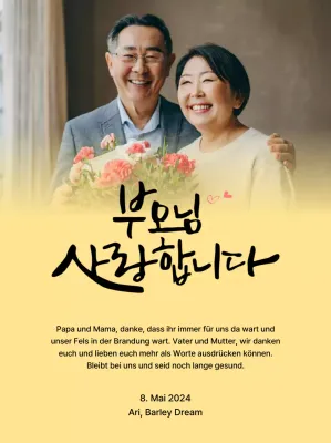 Design zum Muttertag mit Nelken und gefühlvollem kalligrafischem Text