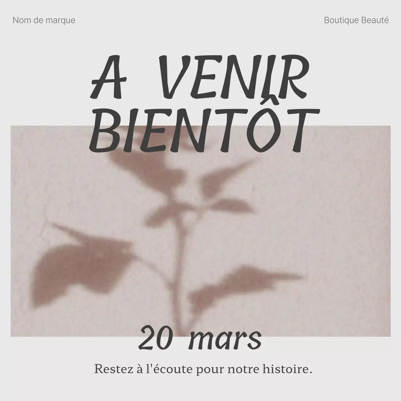 Promouvoir des annonces marketing tendance sur les médias sociaux dans les tons beige et gris