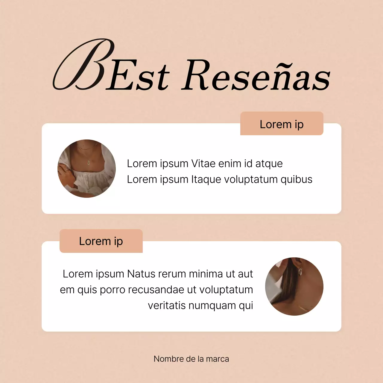 Promover las revisiones de marketing en redes sociales en rosa y marfil