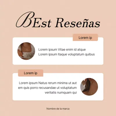 Promover las revisiones de marketing en redes sociales en rosa y marfil