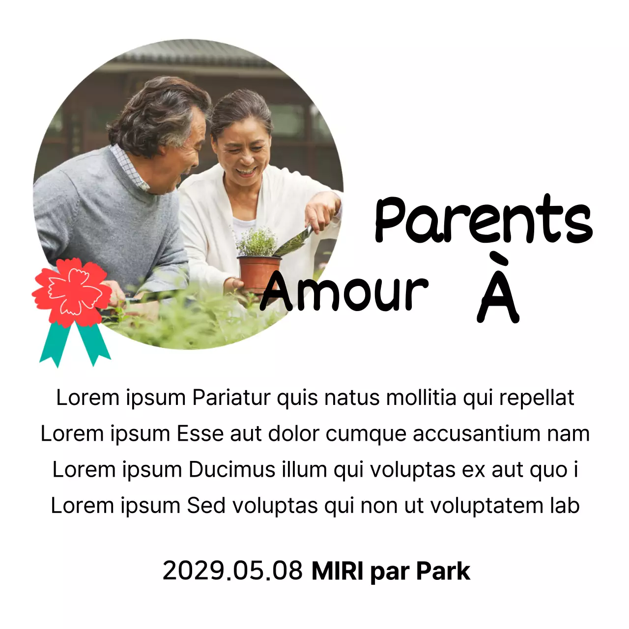 Une jolie plaque de fête des mères avec une illustration d'œillets et une calligraphie avec votre photo