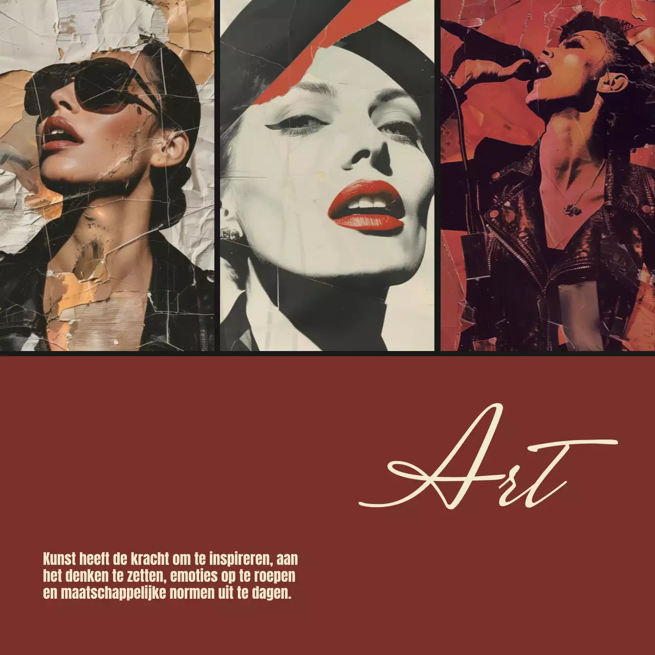 Rood Elegant Kunstcollage Lesmateriaal