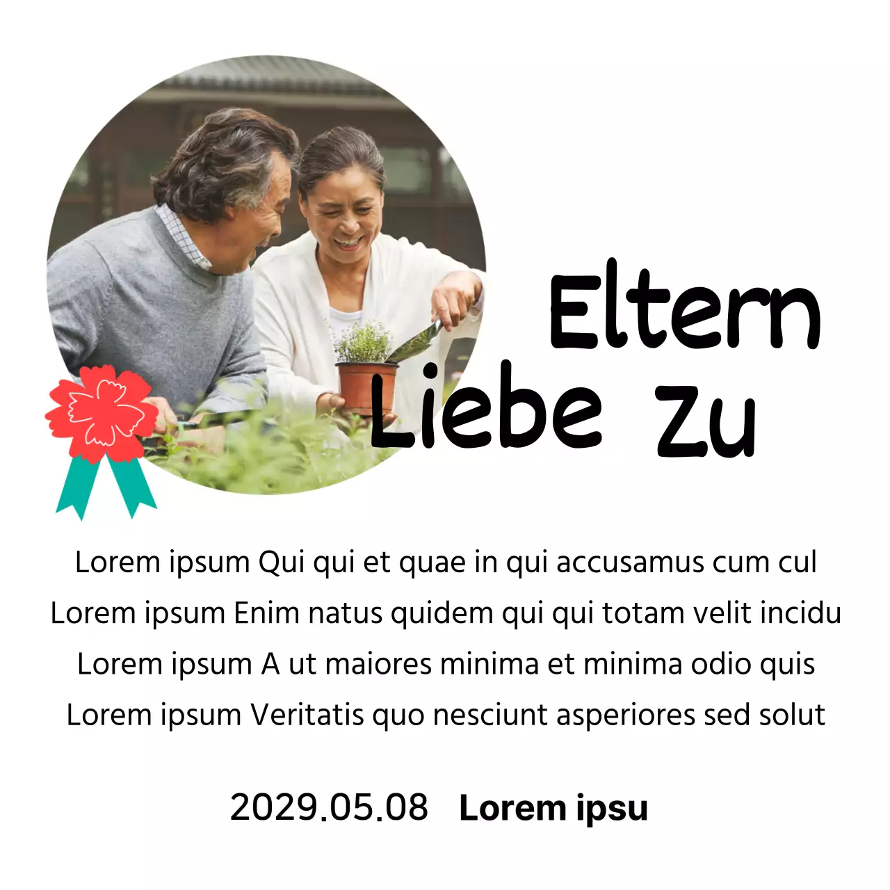 Eine hübsche Muttertagstafel mit einer Nelkenillustration und Kalligraphie mit Ihrem Foto