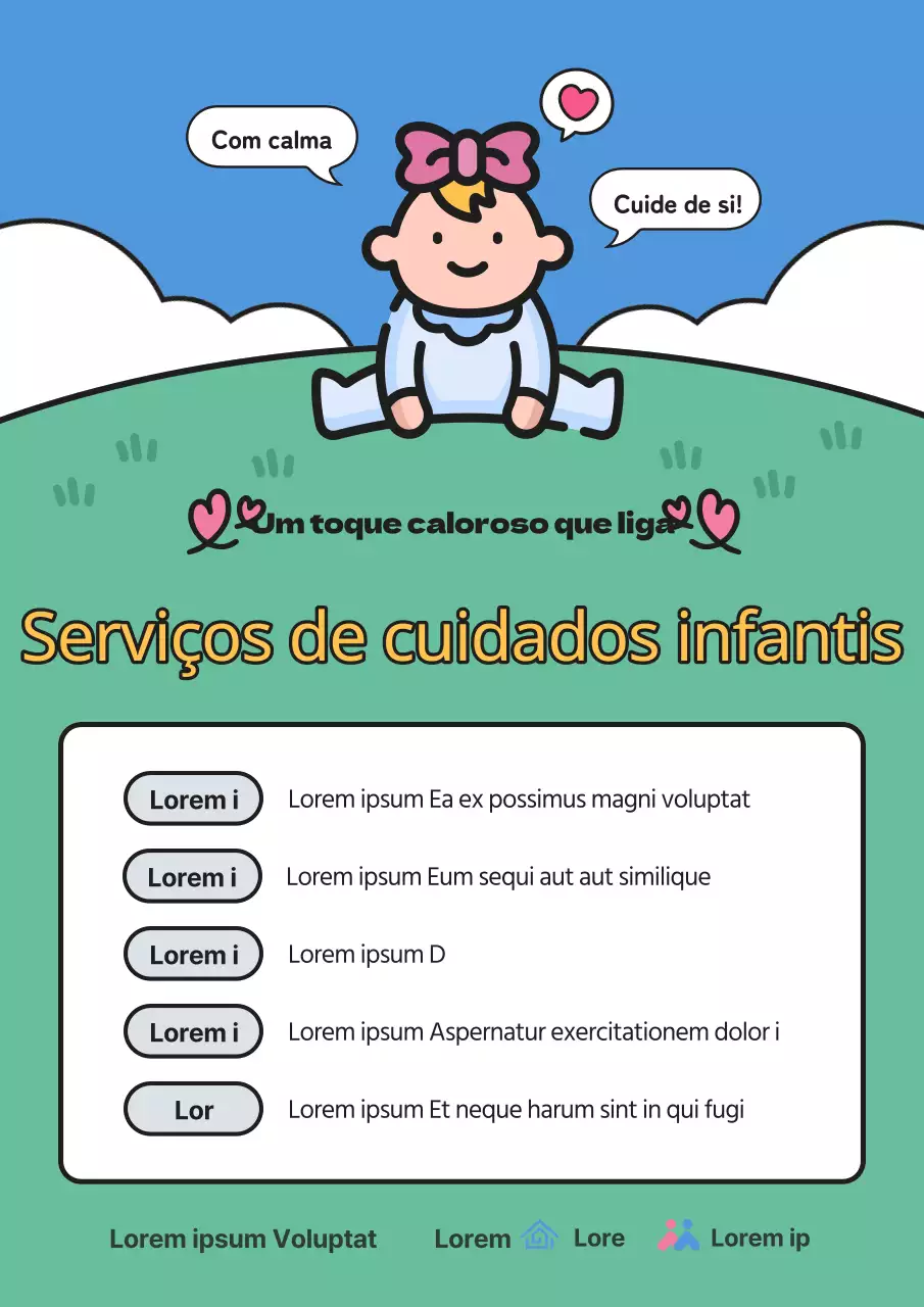 Anúncio de serviço de babysitting azul e verde