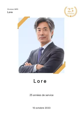 Un motif de remerciement comportant une photo carrée avec un ruban doré et un marqueur de 25e anniversaire.