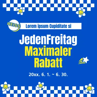 Werben Sie für eine kitschige Verkaufsveranstaltung in Gelb und Blau