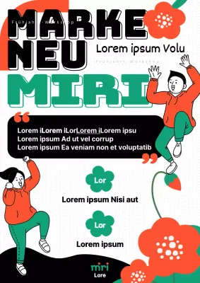 Kitschige Workshop-Ankündigungen in Grün und Orange