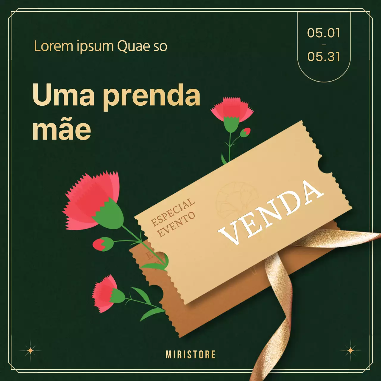 Recomendar e promover presentes de luxo para o Dia da Mãe em verde e dourado