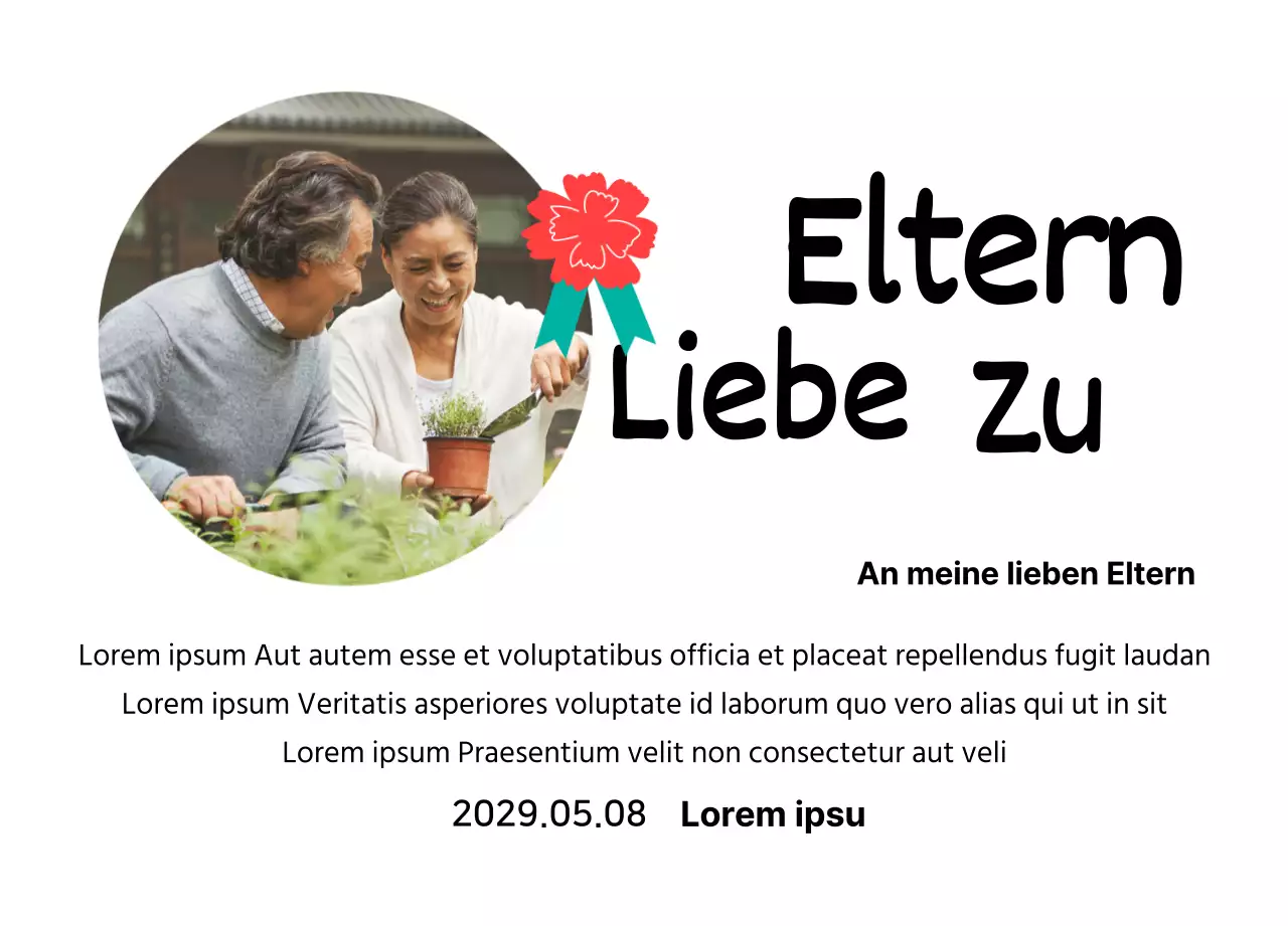 Eine hübsche Muttertagstafel mit einer Nelkenillustration und Kalligraphie mit Ihrem Foto