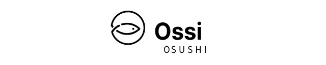 Logotipo de restaurante de sushi con icono en forma de pez