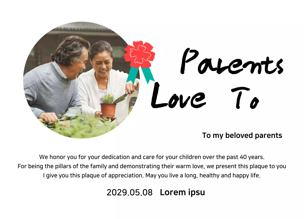 A cute Mother's Day plaque with a carnation illustration and calligraphy with your photo