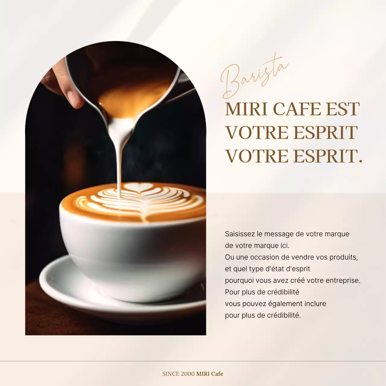 Un simple prospectus de café en beige et marron