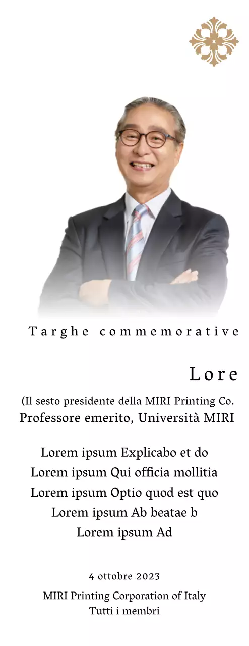 Targa commemorativa con illustrazioni e foto di lusso