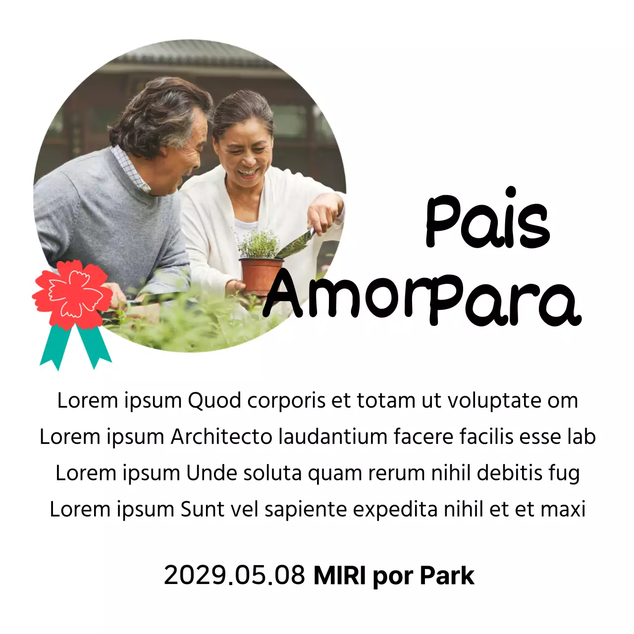 Uma bonita placa para o Dia da Mãe com uma ilustração de um cravo e caligrafia com a sua fotografia