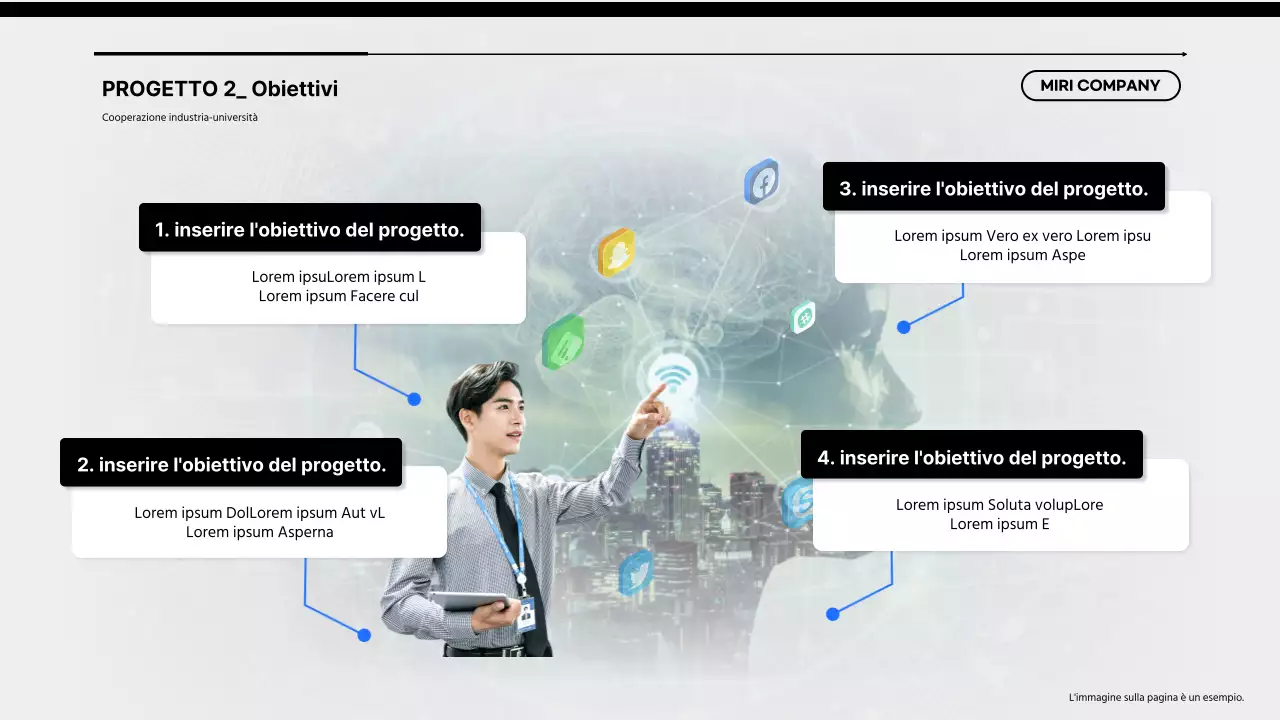 Una semplice proposta di collaborazione università-industria di colore blu e nero