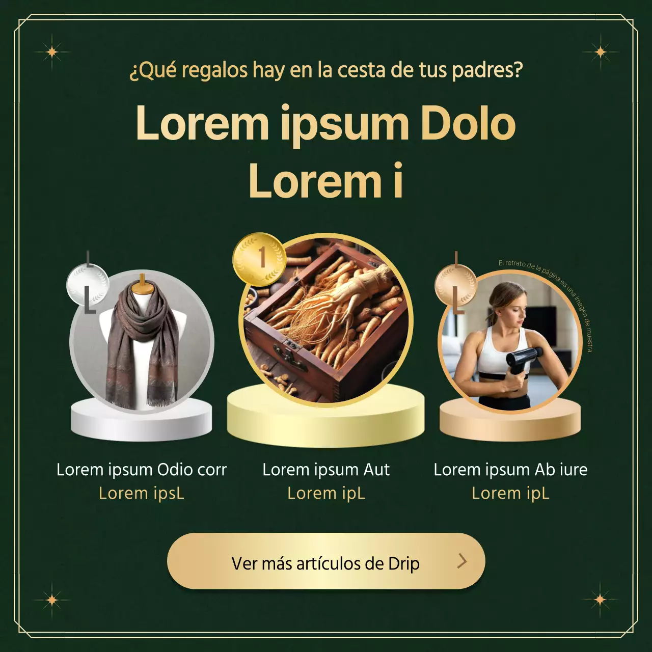Recomendar y promocionar regalos de lujo para el Día de la Madre en verde y dorado