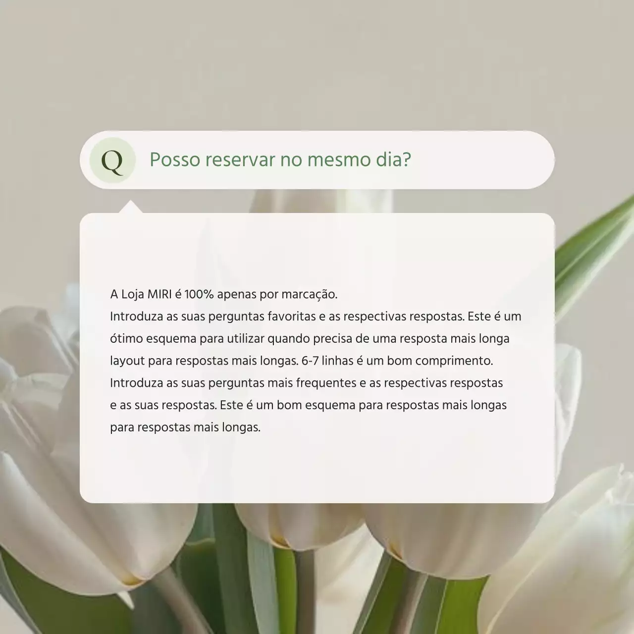 Anúncio de perguntas e respostas sobre marketing ecológico e moderno nas redes sociais