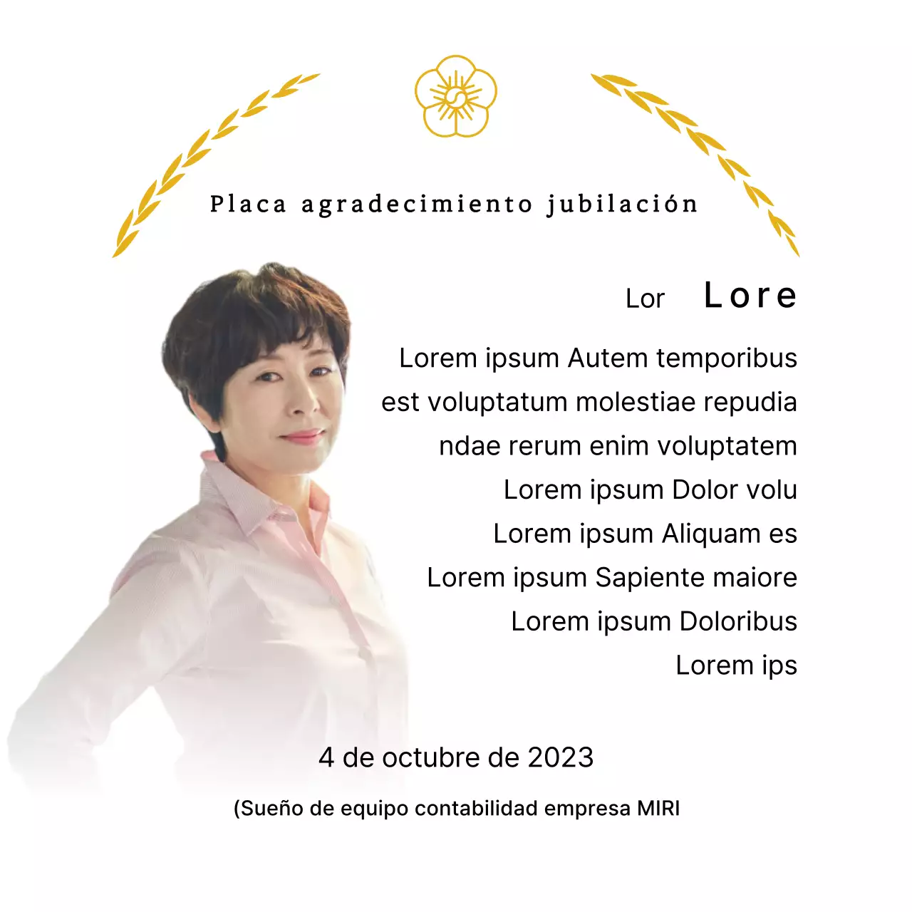 Una elegante placa de agradecimiento por jubilación con coronas de laurel doradas y una esvástica.