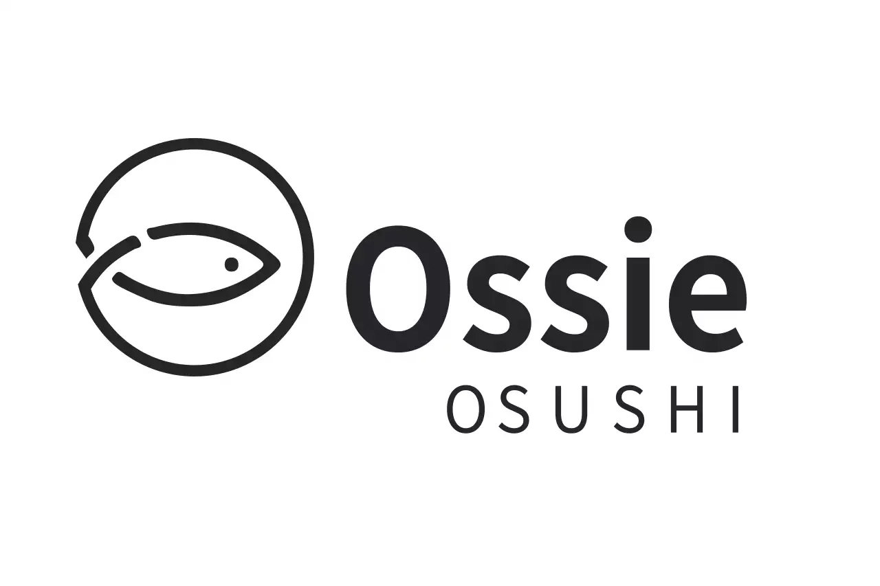 Logo restoran sushi dengan ikon berbentuk ikan