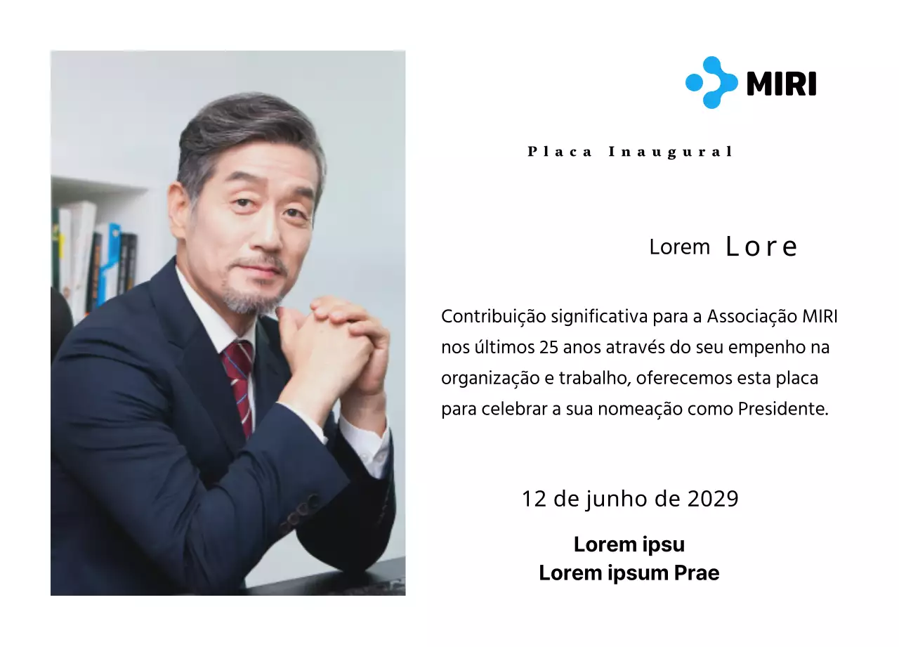 Uma placa inaugural de aspeto simples com o logótipo da sua empresa