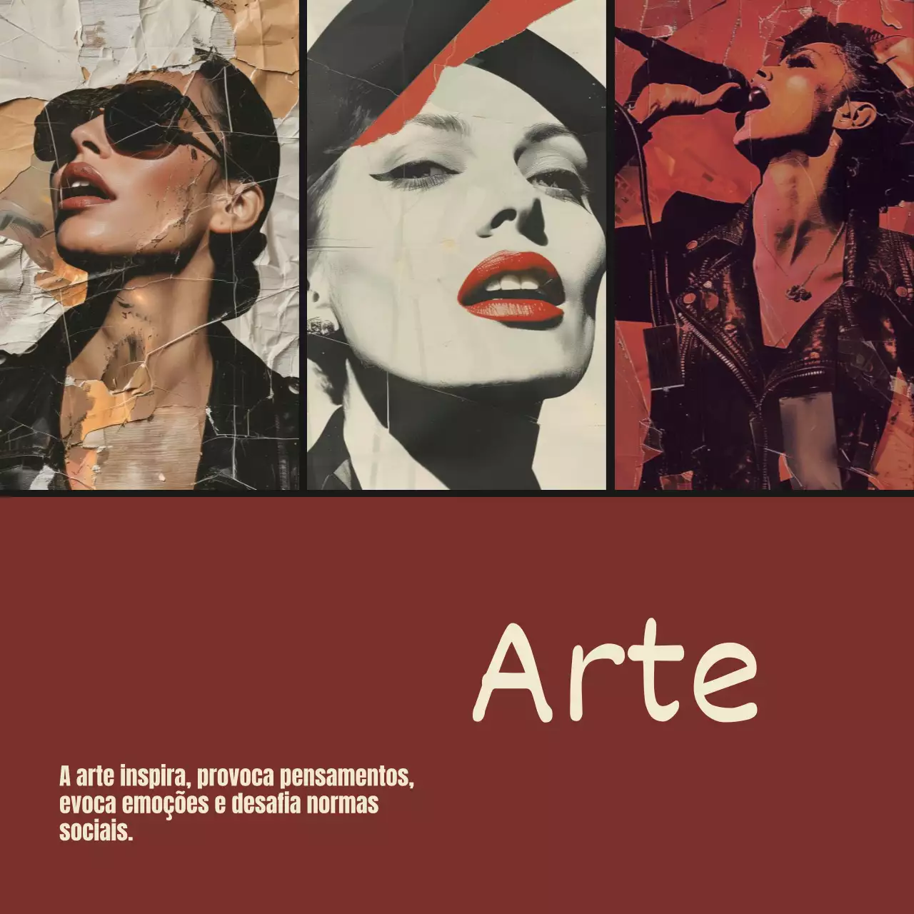Material de aula para colagem de arte elegante vermelha