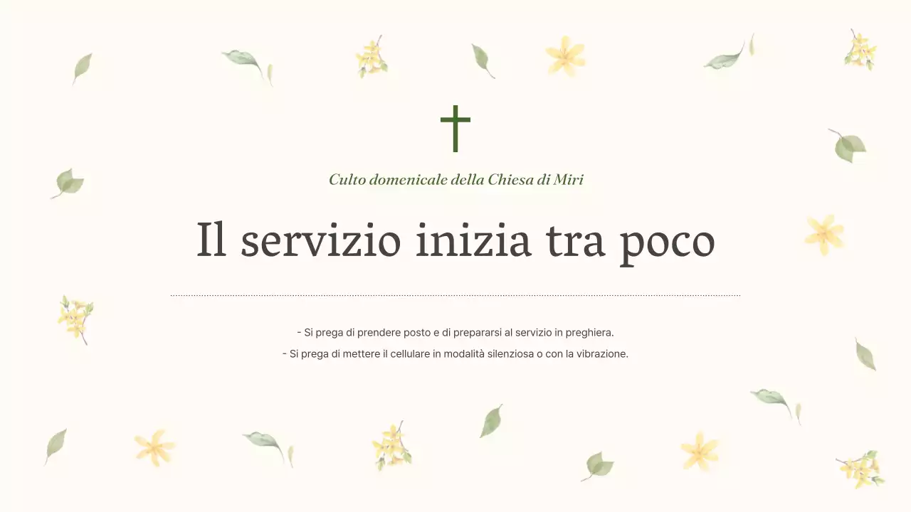 Una semplice guida di servizio verde e gialla per la Chiesa Botanica