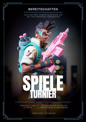 Blauer und rosa Cyberpunk Gaming Turnier Flyer