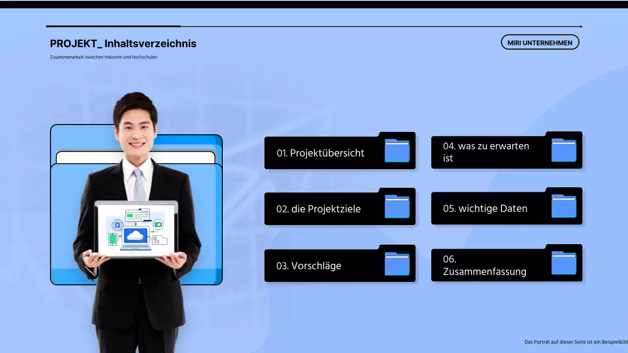 Ein einfacher blau-schwarzer Vorschlag für eine Partnerschaft zwischen Universität und Industrie