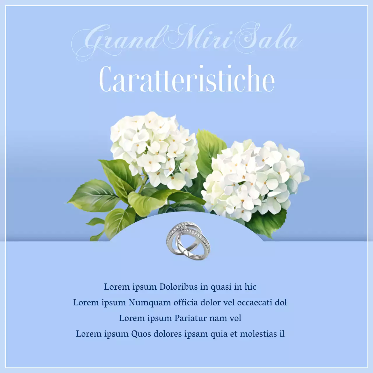 Promuovere una location per matrimoni di alta gamma di colore blu cielo