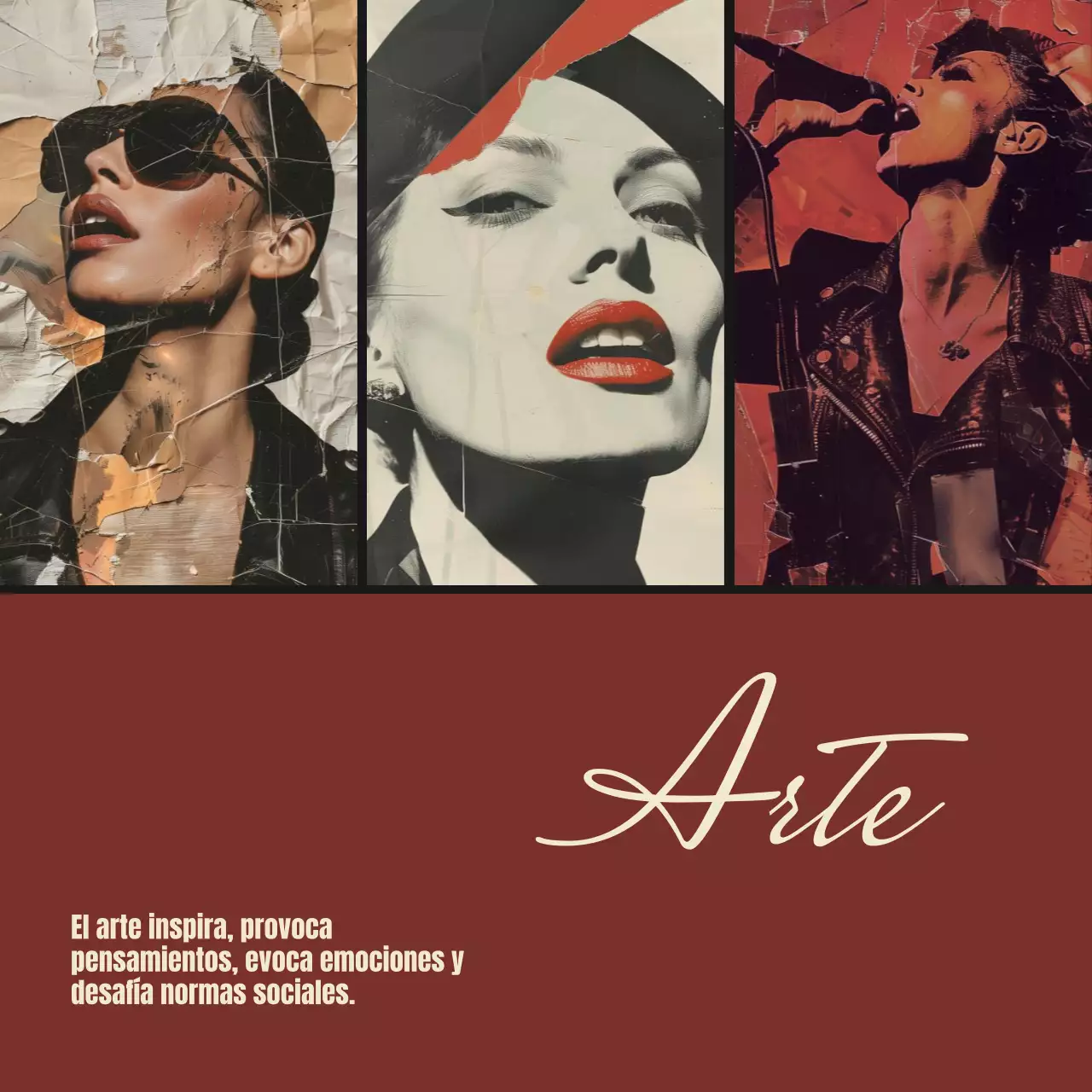 Material de clase de Art Collage Rojo Elegante