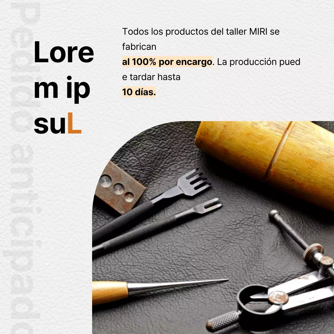 Promueva un moderno taller de cuero con detalles en naranja