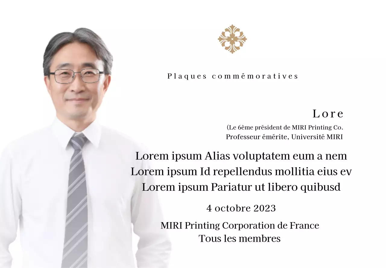 Plaque commémorative avec illustrations et photos de luxe