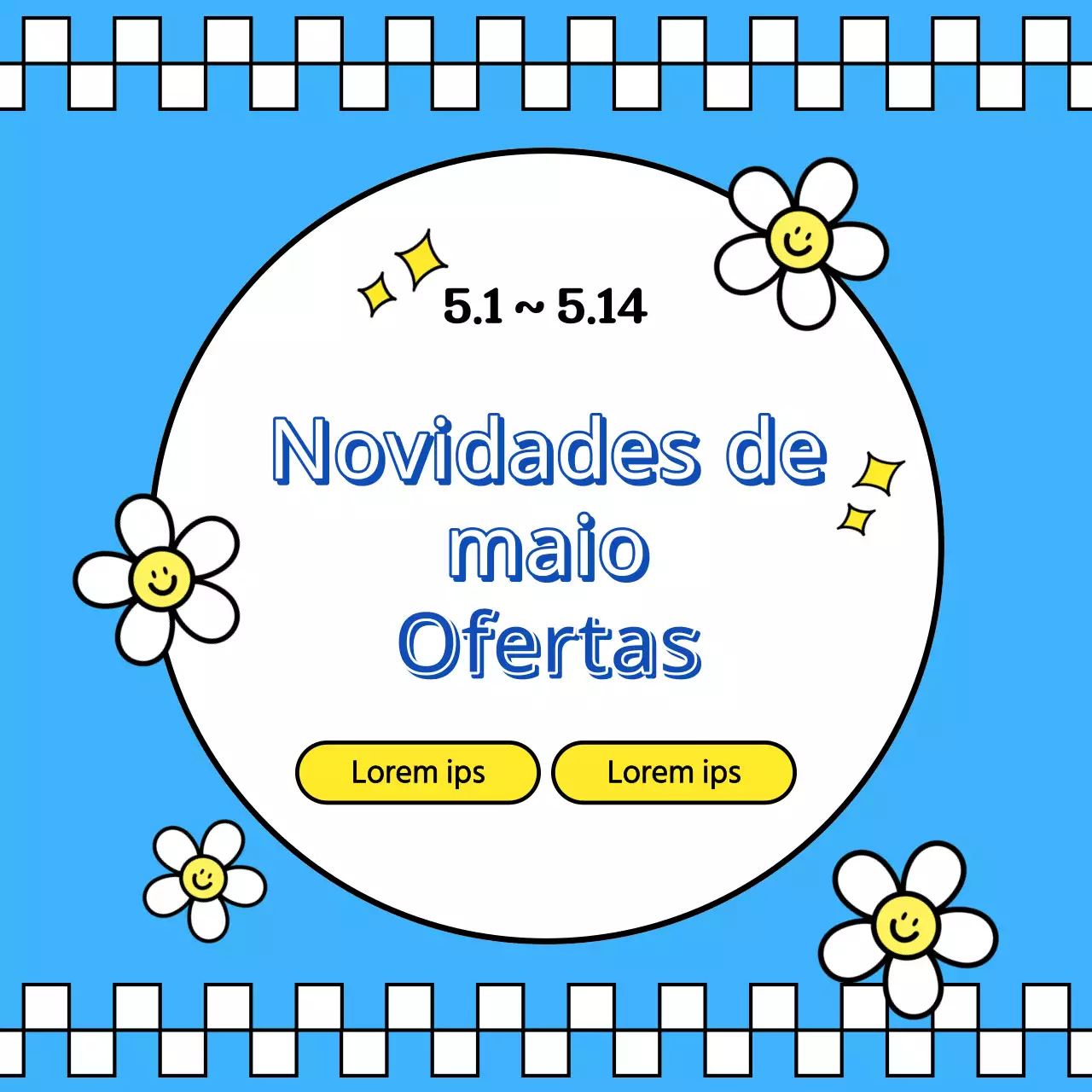 Anúncio de saldos kitsch de recém-chegados em amarelo e azul claro