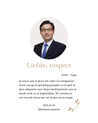 Een statisch, stijlvol Moederdag bedankje met gouden bloemblaadjes en een foto