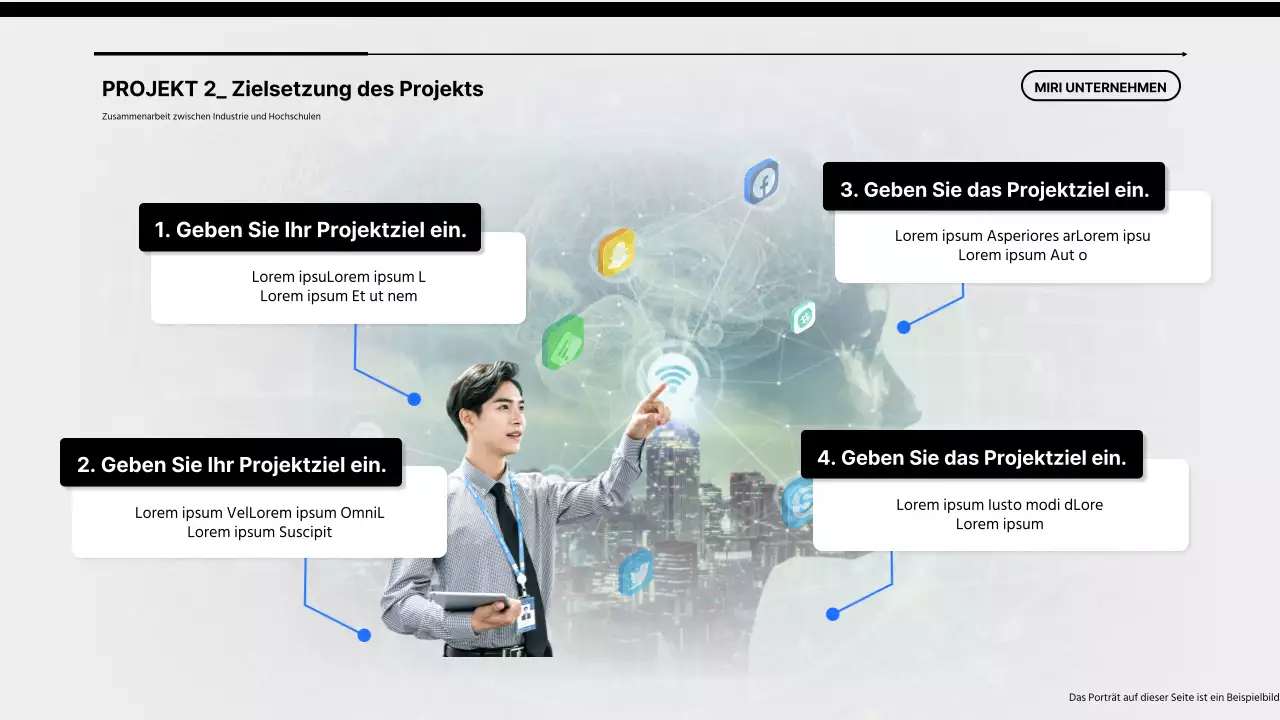 Ein einfacher blau-schwarzer Vorschlag für eine Partnerschaft zwischen Universität und Industrie