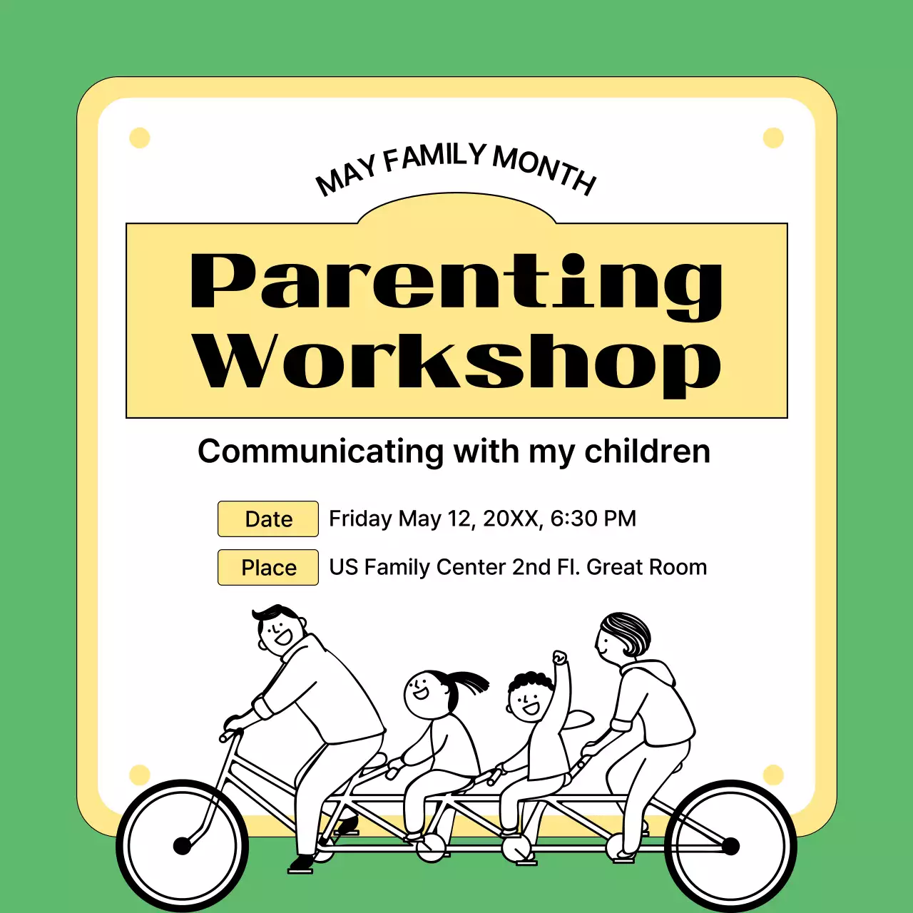 Promote a simple green and yellow parental feature