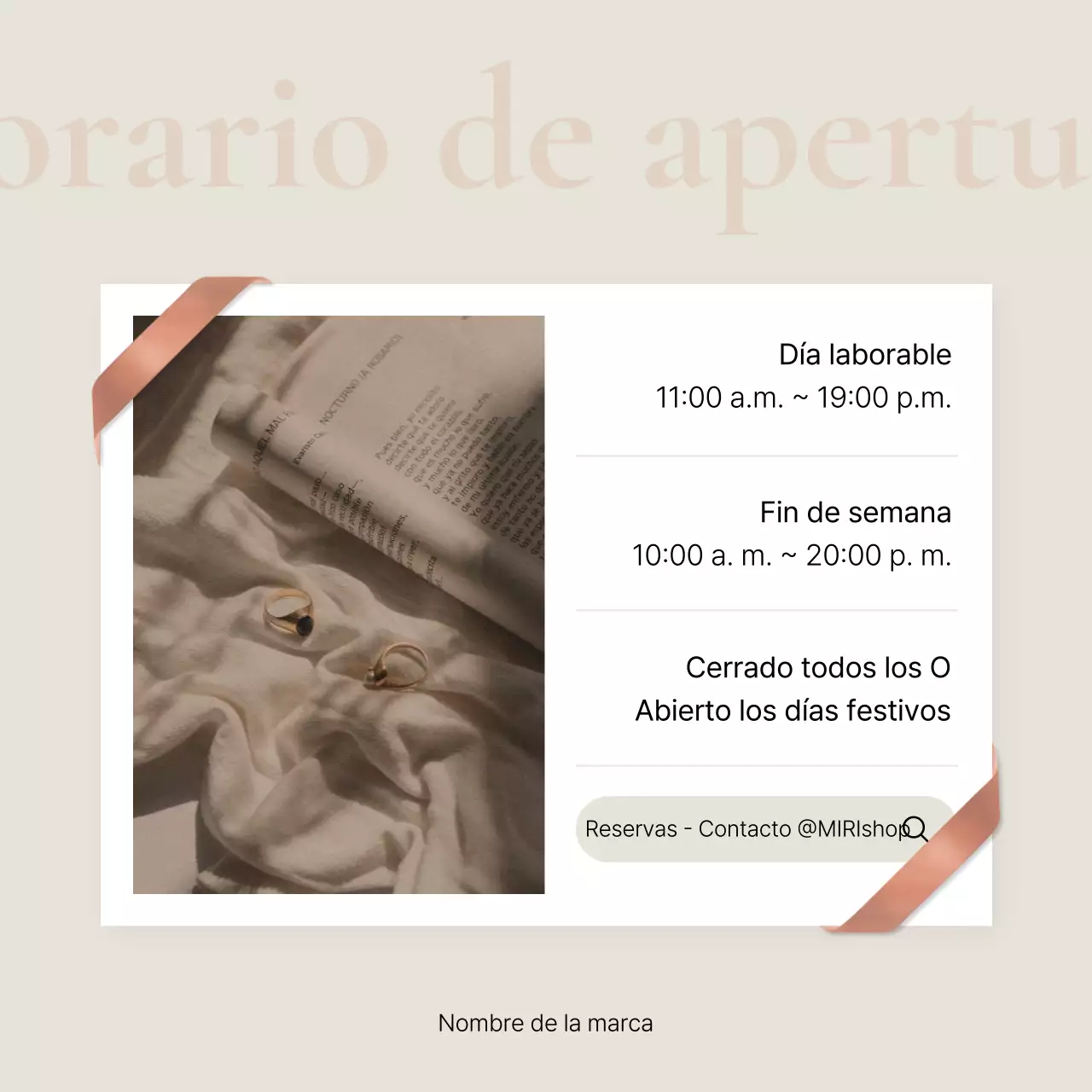 Promueva un canal de marketing en redes sociales de moda en rosa y marfil