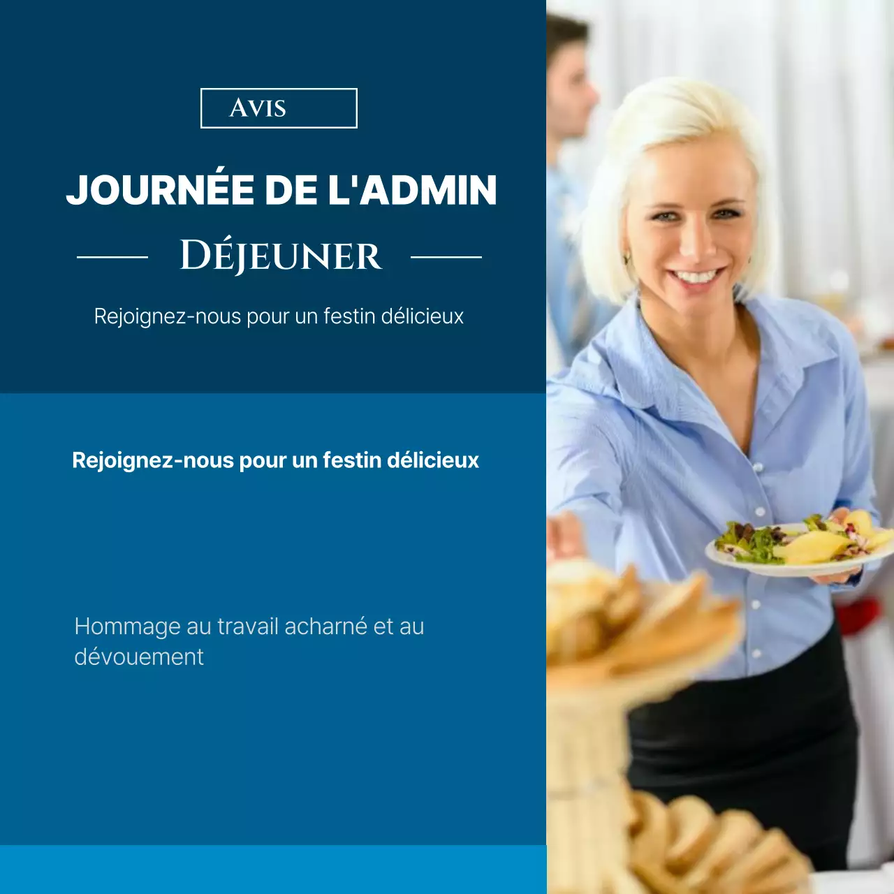 Une simple promotion en bleu et noir pour la Journée des professionnels de l'administration