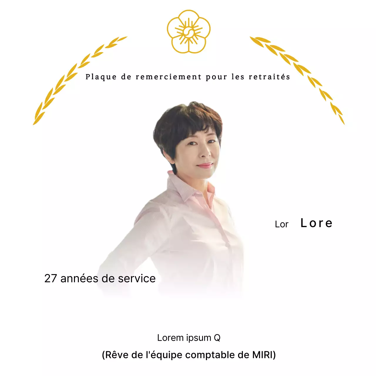 Une plaque de remerciement pour la retraite de grande classe avec des couronnes de laurier dorées et une croix gammée.